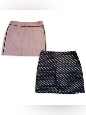 (2) Ann Taylor Pink Mini Skirt & Navy Printed Mini Skirt
